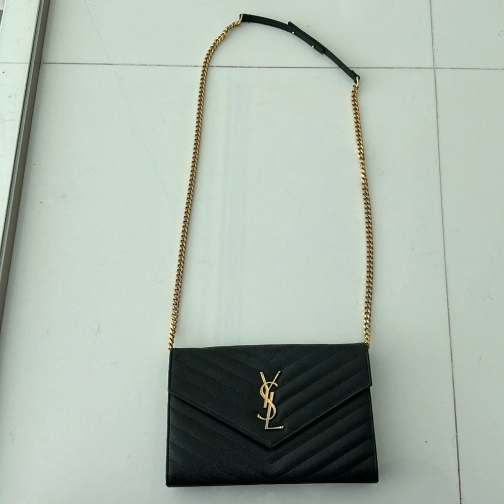 Saint Laurent Black Crossbody Bag with Gold Chain - Picture 2 of 6
